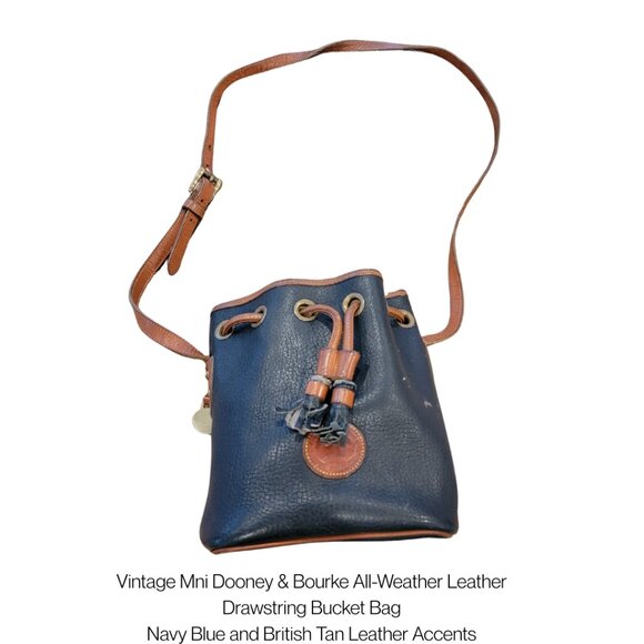 Vintage Mni Dooney & Bourke All-Weather Leather Drawstring Bucket Bag - Picture 1 of 16